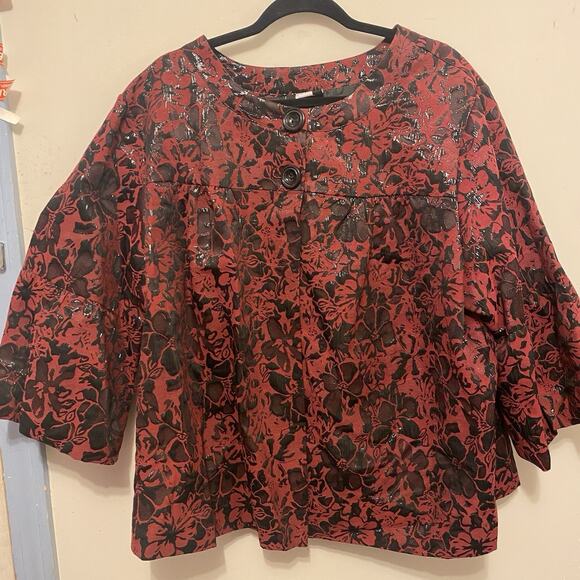 New Vintage Studio 1940 Women 26W Burgundy Black Floral Whimsical Festive Vams - Picture 13 of 13